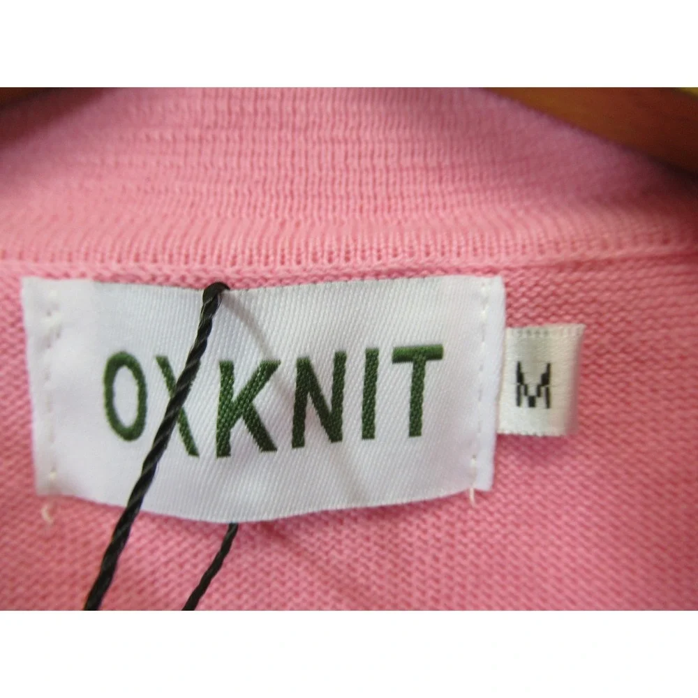 NEW OXKNIT 60s Mod Style Pink Cardigan Sweater Men M Pink Long Sleeve Retro